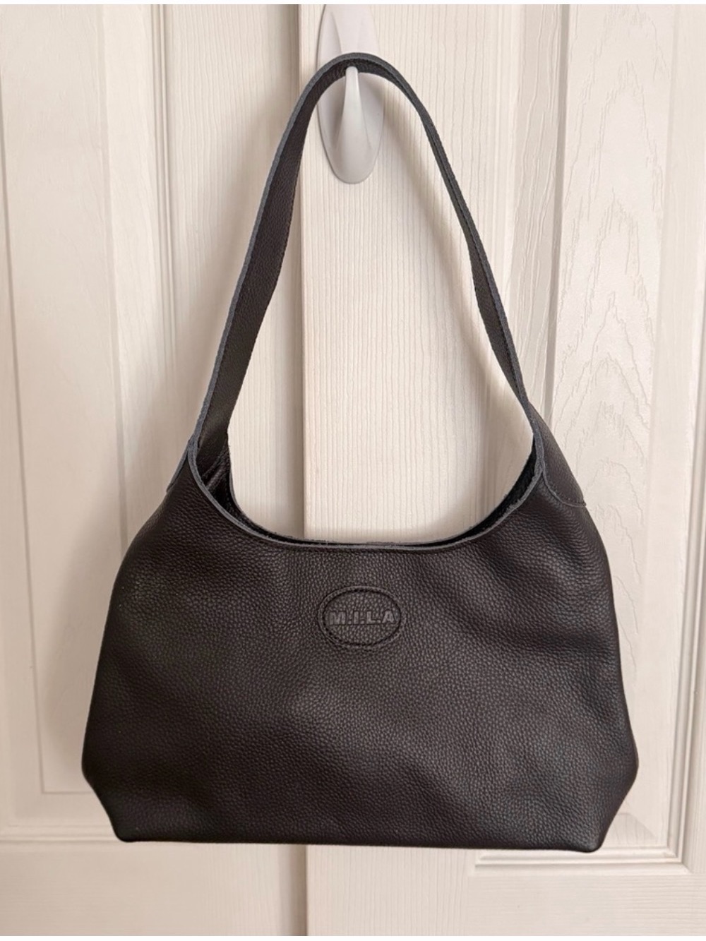M.I.L.A. Black Pebbled Leather Shoulder Bag